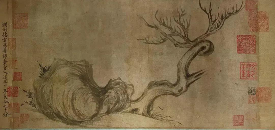 苏东坡 枯木竹石图（徐邦达所编《中国绘画史图录》中有录）