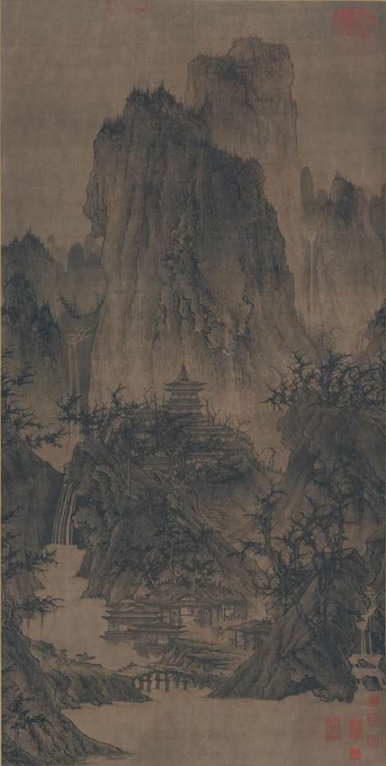 宋 李成 晴峦萧寺图 绢本 56×111.8cm 美国纳尔逊美术馆藏