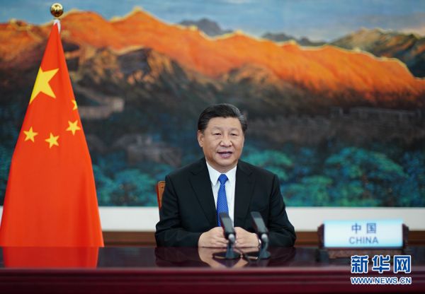 10月1日，国家主席习近平在联合国大会纪念北京世界妇女大会25周年高级别会议上通过视频发表重要讲话。 新华社记者 鞠鹏 摄