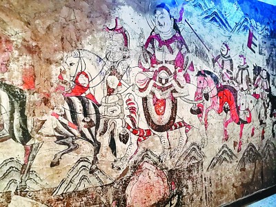 高昌回鹘佛寺里的壁画 本报记者 王瑟摄 光明图片