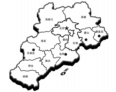 72京津冀在地图上呈"牛头"形状.