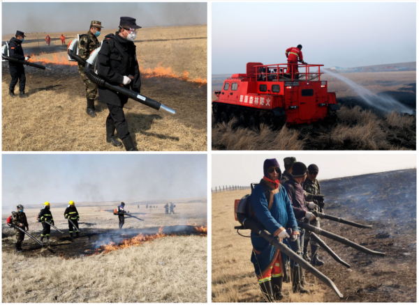 各工作队与牧民群众共同开展防火隔离带点烧作业据了解,每年进入春秋