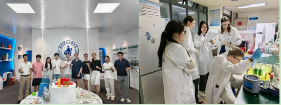 左图为研修学生在创新工坊体验3D打印;右图为研修学生参与分子生物学蛋白免疫印迹实验(western blot实验)